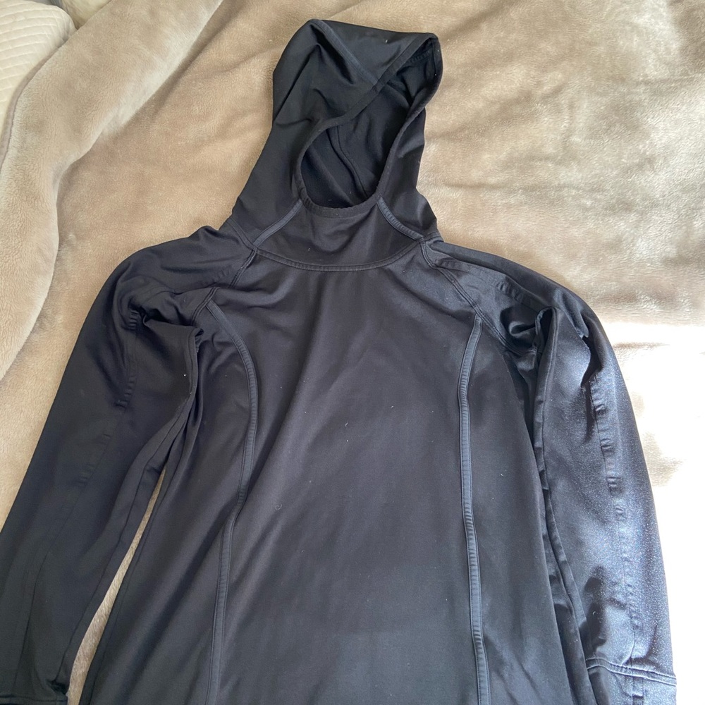 Athleta thick black athletic hoodie. S, long sleeve. Thumb holes